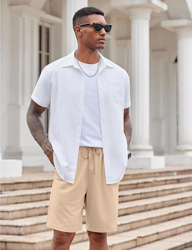 شورت رجالي كاجوال من COOFANDY برباط خصر مطاطي خفيف الوزن ومطاط للصيف مع جيوب in Kuwait