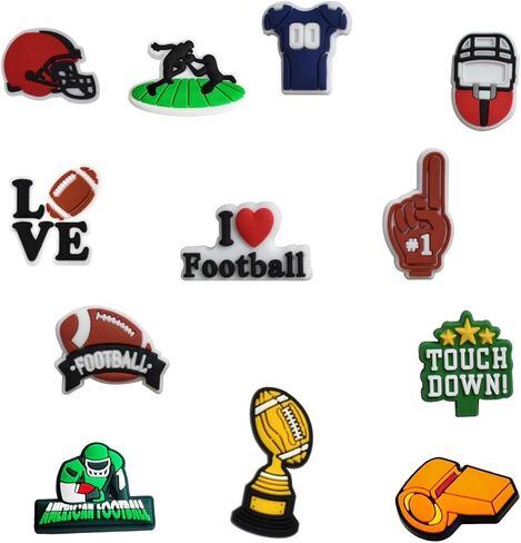 Football Shoes Charms, 12PCS Sport Charms for Boys Men Shoes, Shoe Charms Wristbands Decoration for Birthday Halloween Christmas Shoes Charms Gifts in Saudi Arabia