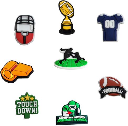 Football Shoes Charms, 12PCS Sport Charms for Boys Men Shoes, Shoe Charms Wristbands Decoration for Birthday Halloween Christmas Shoes Charms Gifts in Saudi Arabia