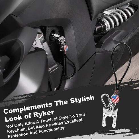 Key Shell Fit for Can Am Ryker All Modles | US Flag Pattern Ignition Key Fob Holder Keychain for Ryker 600 900 Accessories/ Rally/ Sport Edition (Chrome) in Kuwait