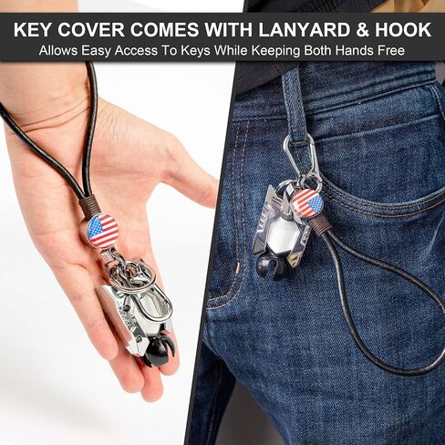 Key Shell Fit for Can Am Ryker All Modles | US Flag Pattern Ignition Key Fob Holder Keychain for Ryker 600 900 Accessories/ Rally/ Sport Edition (Chrome) in Kuwait