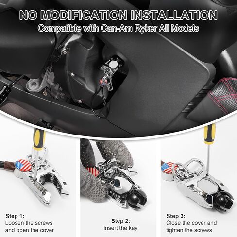 Key Shell Fit for Can Am Ryker All Modles | US Flag Pattern Ignition Key Fob Holder Keychain for Ryker 600 900 Accessories/ Rally/ Sport Edition (Chrome) in Kuwait