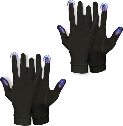Pure Silk Glove Liners | Soft & Comfortable | Inner Thermal Touchscreen Gloves | Natural Wear | Unisex | Wash Bag Included (Jet Black, Small, 2 Pack) in Saudi Arabia
