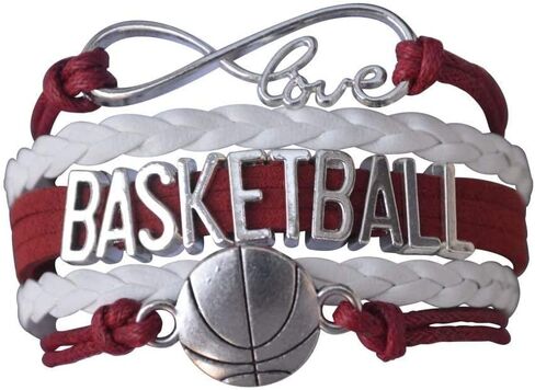 Infinity Collection Girls Basketball Gift Set, Maroon Basketball Charm Bracelet and Premium Basketball Scrunchie in Saudi Arabia