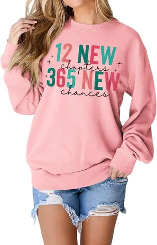 IZYJOY Happy New Year Sweatshirt for Women New Years Eve Crewneck Shirt Holiday Long Sleeve Oversized Pollover Tops in Kuwait