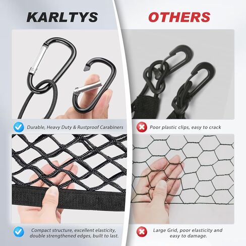 Karltys Envelope Style Truck Bed Cargo Net لنيسان فرونتير 2022-2024 2025، مرنة للغاية وشديدة التحمل للشاحنة بيك اب فرونتير شبكة سرير مقسم شبكة نايلون منظم تخزين شبكي مع خطافات معدنية in Kuwait