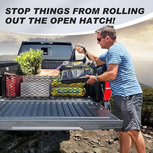 Karltys Envelope Style Truck Bed Cargo Net لنيسان فرونتير 2022-2024 2025، مرنة للغاية وشديدة التحمل للشاحنة بيك اب فرونتير شبكة سرير مقسم شبكة نايلون منظم تخزين شبكي مع خطافات معدنية in Kuwait