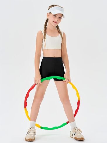 Haloumoning Girls Athletic Shorts Kids High Waisted Yoga Dance Biker Shorts Comfy Gymnastics Shorts 5-14Y in Kuwait