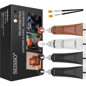 Brown Leather & Vinyl Repair Kit for Furniture, 5 Colors Black White Leather Dye Restore Scratches & Holes for Car Seats, Sofa, Jacket, Shoses, Couch, Purse (45ml/1.52oz) - Set of 10