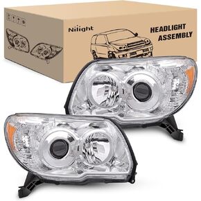 Nilight Headlights Assembly for Toyota 4Runner 2006 2007 2008 2009 Headlamp Chrome Housing Amber Reflector
