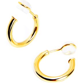Clip on Earrings for Women, 14K Real Gold Plated Non Pierced Hoop, Clip on Hoops for Non Pierced Ears Gold and White Gold