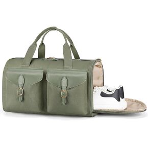BAGSMART Duffel Bag for Women, Vintage Weekender Bags for Women, Overnight Gym Bag Carry on Personal item Bag for Travel, Beige