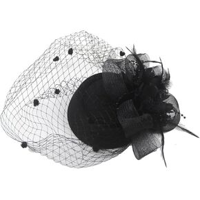 Women's Fascinators Hat,Veil Feather Hair Clip,Vintage Flower Mesh Headband for Wedding Cocktail Tea Party Evening Party in Kuwait