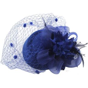 Women's Fascinators Hat,Veil Feather Hair Clip,Vintage Flower Mesh Headband for Wedding Cocktail Tea Party Evening Party