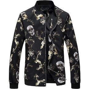 HENGAO Men's Stylish Floral Bomber Jacket