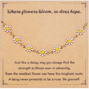 MIXJOY Daisy Necklace, Daisy Flower Choker Necklace for Women, Female's Birthday Daisy Lover Gifts, Cheer Up Gift for Her