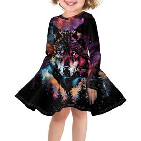 Spring/Autumn/Winter Girls' Long Sleeve Round Neck Loose Dresses Age 4-16 Years Casual A-Line Dress