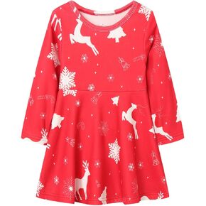 Mud Kingdom Girls Cartoon Dress Crew Neck Long Sleeve Printing Soft Spring Fall Casual Fall Winter