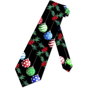 Three Rooker Christmas Ties Mens Ornament Necktie Holly Tie for Men Holiday Neckties