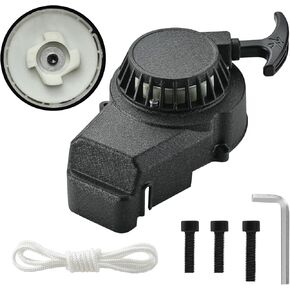 Alloy Pull Start Recoil Starter With Screws Drawstring Wrench Compatible For 47cc 49cc 50cc 2 Stroke Syx Moto Holeshot SSR SX50 Coolster QG50 Kids Mini Dirt Bike Pocket Rocket Bike Quad ATV Parts