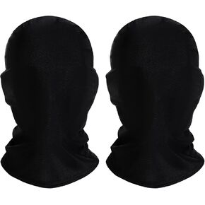 2 Pieces Zentai Full Face Mask Spandex Hood Skin Mask Elastic Breathable Mask for Halloween Cosplay Costumes for Unisex (Black)