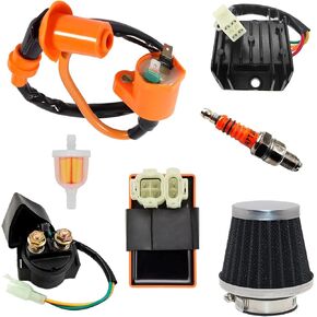 Ignition Coil 6 Prong Cdi Box 4 Pin Rectifier 110cc Solenoid Relay for GY6 TAOTAO 50cc 70cc 90cc 110cc 125cc 150cc Scooter ATV Go Kart Moped Dirt Bike