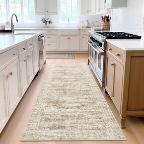 Washable Area Rug 8x10, Large Soft Rugs for Living Room Vintage Beige Rug 8x10 Area Rugs for Bedroom Dining Room Non-Slip Stain Resistant Under Table Rug