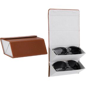 Soleebee Portable Sunglasses Organizer Case PU Leather Multi Travel Eyeglasses Case Box Foldable Hanging Glasses Holder