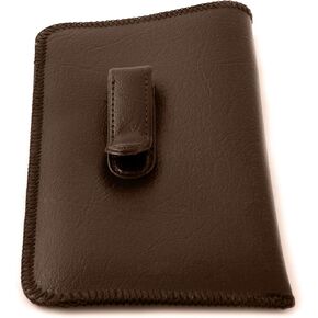 Mens Soft Slip-in Eyeglass Case w/Metal Clip Jumbo Sized BROWN 6.75" x 3.5" Inch