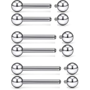 F136 Titanium 16/14/12G Nipple Bridge Tongue Ring Piercing Jewelry 14/16/19mm Bars Barbell Earrings Internally Threaded Hypoallergenic for Women Men Set