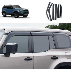 أقنعة عاكسة للنافذة الجانبية متوافقة مع Toyota Land Cruiser Prado LC250 2024 2025 أكريليك دخان ملون واقي من الرياح والشمس والمطر وغطاء فتحة تهوية ملحقات السيارة 6 قطع