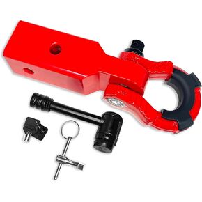 GearAmerica 2.5"x2.5" Uber PRO Hitch Receiver - Heavy Duty Steel for Class 5 Vehicles - Safe and Strong Anchor Point for 4x4s, Trucks, and SUVs - 10 Ton WLL, 20 Ton MBS - Red