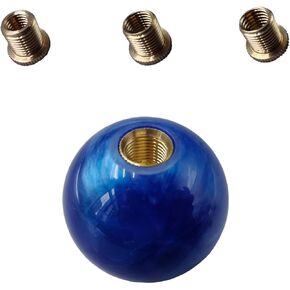 Round Ball Shift Knob, Blue Luminous Marble Style Aluminum Gear Shift Knob, Lever Shifter Handle for Manual Automatic Vehicles with Adapters (Blue)