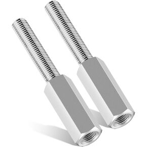 2PCS 1290 Shock Extensions Vehicle Shock Replacement, 3" Length, 3/8-24 Inch Thread, Silver Gloss Finish