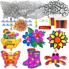 Ayhuhra 30 Sets Hot Air Balloon Suncatcher Craft Kits DIY Window Paint Art Sun Catcher Kits for Home Classroom Party Activities Art Project