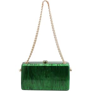 Trendy Women Acrylic Evening Clutch Box Retro Marble Handbag Chain Shoulder Bag for Wedding Prom Party