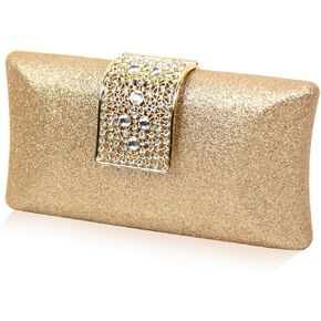 Ladies' Water Diamond Evening Handbag, Sparkling ballroom shoulder bag, fashionable wallet, wedding dress bag suitable for weddings, birthday parties, dances, cocktail parties (Champagne color)