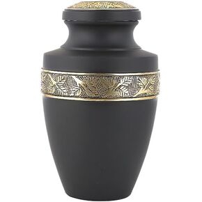 Cremation Urns for Human Ashes Adult Male and Cremation Ur ns for Ashes Adult Female - Urns for Mom & Urns for Dad Urns for Ashes Urn - Matt Black Metallic Gold