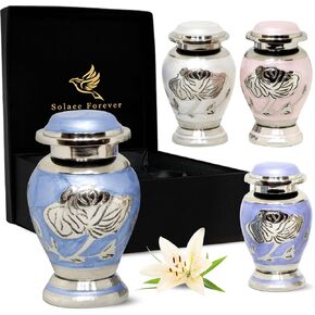 Rose Urns for Human Ashes - Small Urns for Ashes for Women & Men - Rose Cremation Urns - Handcrafted Mini Urns for Female - Flower Urns to Honor Your Loved One Forever (Red, Set of 4)