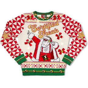 Spencer's Light-Up Santa Certified Freak Christmas Sweater | Outrageous Christmas Sweater | Lights Up and Plays Music
