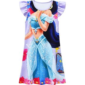 Little Girls Princess Pajamas Nightwear Girls Cartoon Printed Nightgown Nightdress