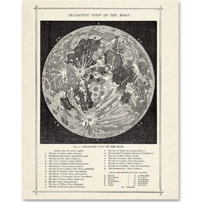 Vintage Posters Moon Map - Space Poster Moon Phase Poster Dark Academia Decor - Astronomy Poster Vintage Wall Print Space Poster 11x14 - Moon Poster Print (Unframed) - Vintage Full Moon Poster