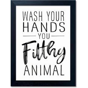 Bathroom Quotes Wall Decor, Black and White Bathroom Wall Art, Bathroom Decor Signs Small Black Framed Canvas Art for Kid's Bathroom