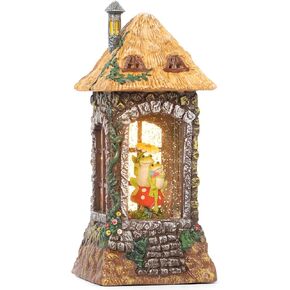 Spring Decor Indoor Frog Snow Globes,Glittering with 6 H Timer Tabletop Figurine Resin Snow Globe Lanterns Green Frog Decor for Spring Gifts