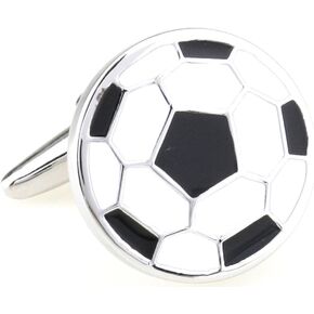 MRCUFF Soccer Ball Black White Pair Cufflinks in a Presentation Gift Box & Polishing Cloth