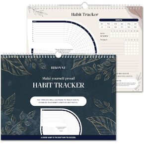Habit Tracker Calendar - Inspirational Habit Journal with Spiral Binding - Daily Habit Tracker Journal and Goal Board - Motivational Goal Journal - Great Tool For Productivity And Workout