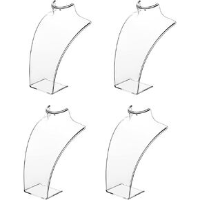 حامل عرض قلادة من الأكريليك الشفاف مقاس 8 بوصات، عرض تمثال نصفي للمجوهرات، عرض عارضة أزياء المجوهرات للقلادة والأقراط، مجموعة من 4 قطع in Kuwait