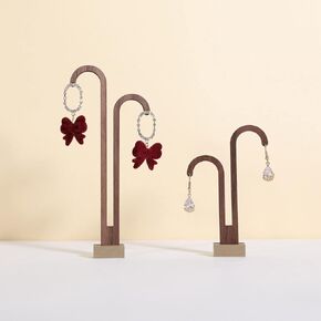 GemeShou 2 pcs walnut earring display stands for selling, cute earring hanger, wood hanging earring holder for boutique display【Y shape rectangle base-2pcs】