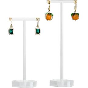 GemeShou Clear earring holder for girls, 2pcs Acrylic earring organizer T bar stand, Transparent jewelry display for selling earrings【Clear Acrylic Earring T Stand-2pcs 】