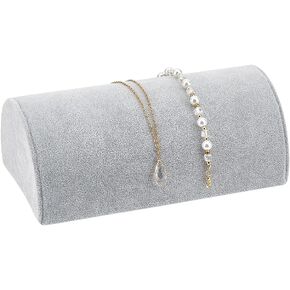 PH PandaHall Half Moon Velvet Bracelet Display, Soft Jewelry Display Stand Light Grey Bracelet Necklace Holder Watch Display Ramp Stand for Selling Retail Show Home and Business Use